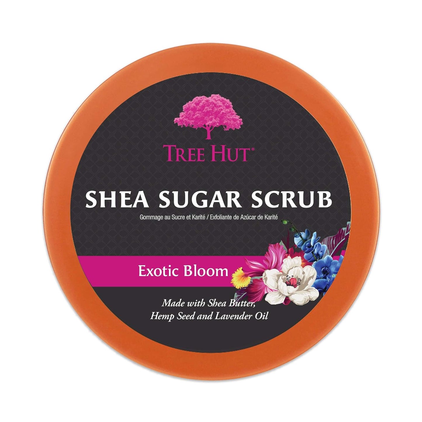Tree Hut Exotic Bloom Shea Sugar Scrub | Exfoliating Body Scrub Removes Dead, Dry Skin for a Soft & Hydrated Feel | Nourishing Essential Body Care | 18 Fl Oz.