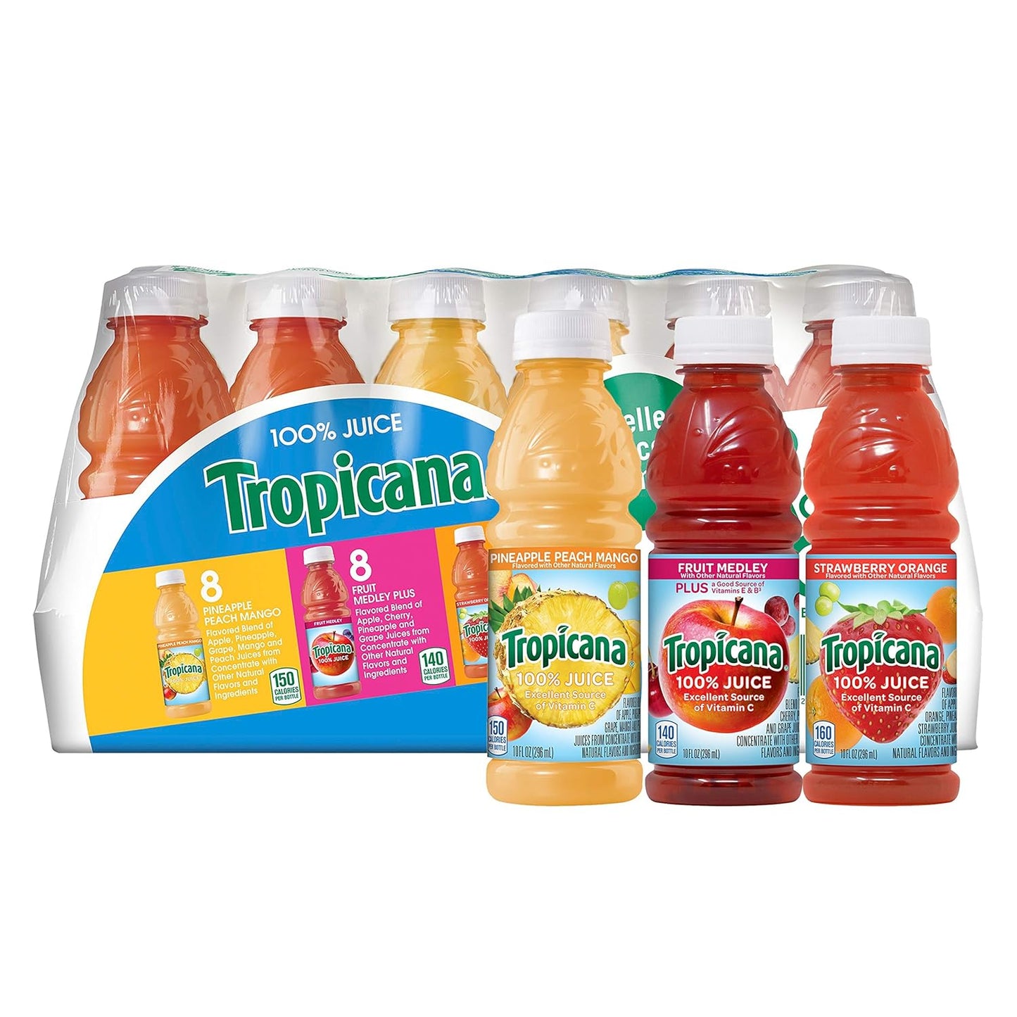 Tropicana 100% Juice, Orange Strawberry, 10 Fl Oz Bottle (Pack of 24)
