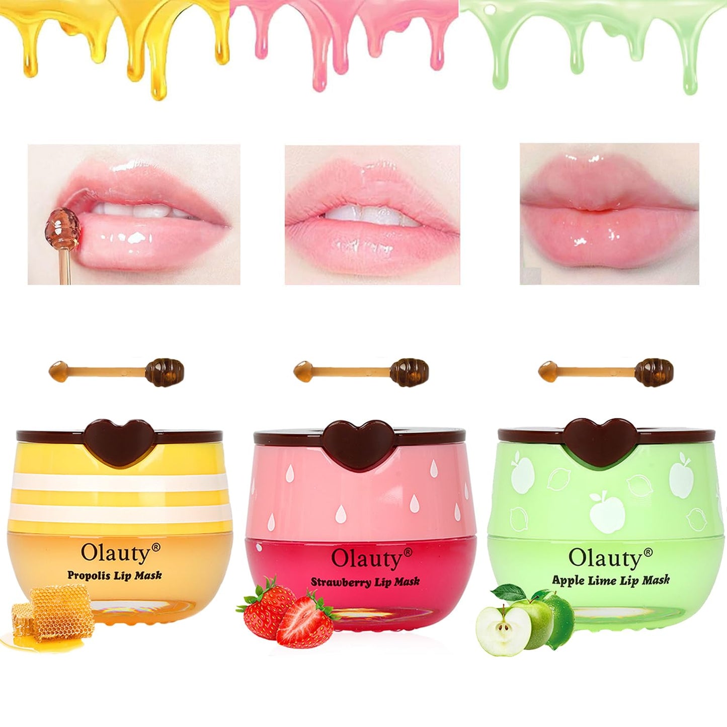 2 PCS Bee Lip Balm Honey Pot, Honey & Strawberry Lip Sleeping Mask Overnight, Hydrating Prevention Dry and Cracked Lip Scrubs Exfoliator Lip Care, Moisturizing Lip Mask Reduces Lip Lines
