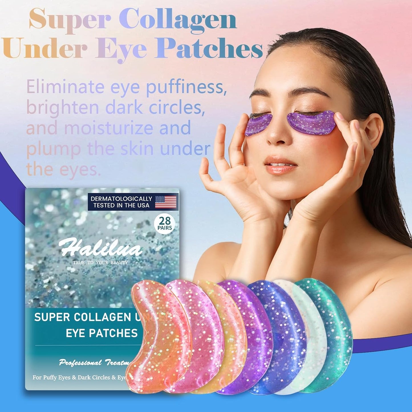Miniling 28 Pairs Collagen Eye Masks, Reduce Wrinkles under Eye Patches for Puffy Eyes, Dark Circles, Eye Bags, Natural Collagen Eye Gels Pads Face Moisturizer for Women Men