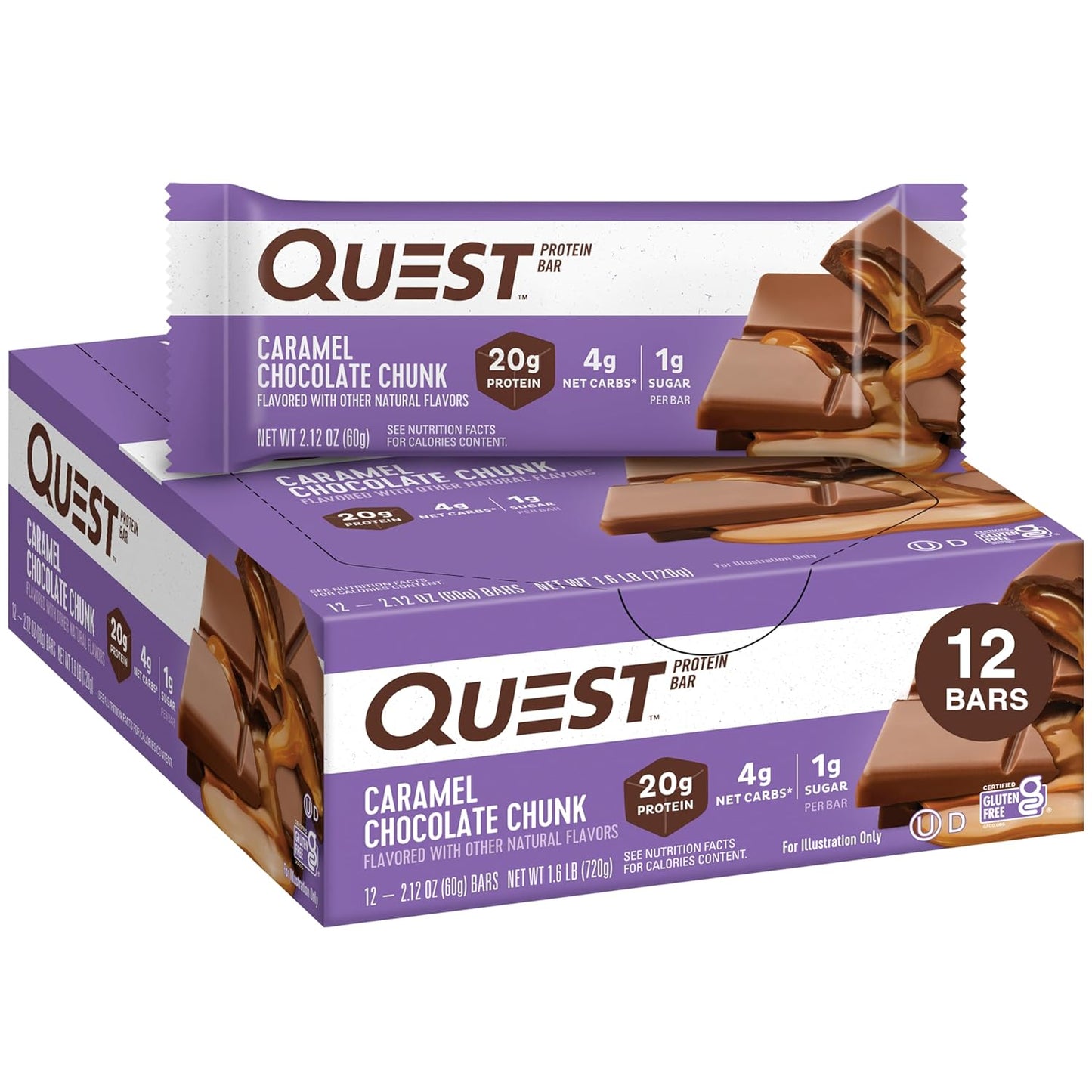 Quest Nutrition Chocolate Chip Dough Cookie Protein Bars, 21G Protein, 1G Sugar, 4G Net Carb, Gluten Free, Keto Friendy, 12 Count