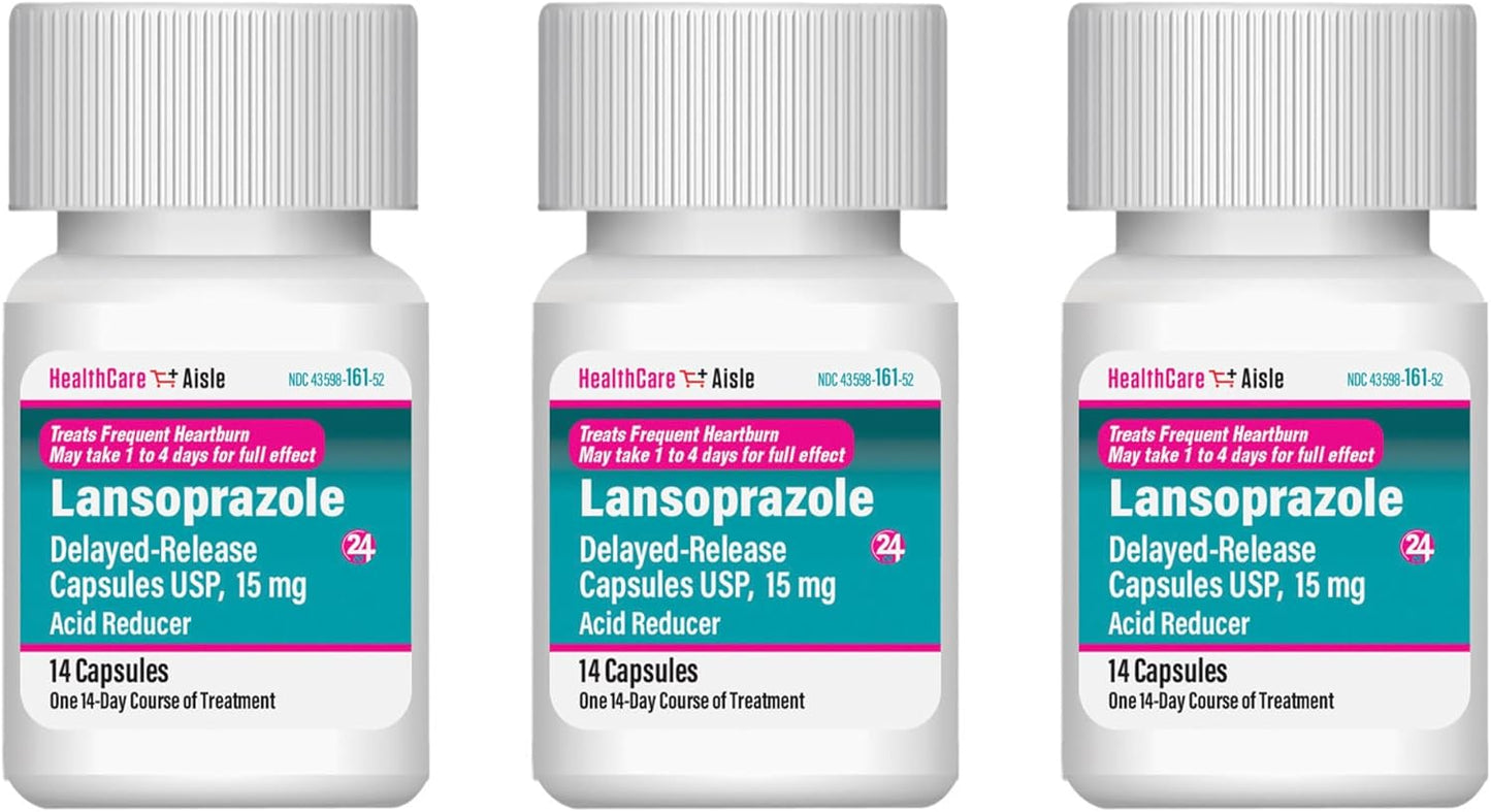 Healthcareaisle Lansoprazole 15 Mg – 42 Delayed-Release Capsules – Acid Reducer, Treats Frequent Heartburn
