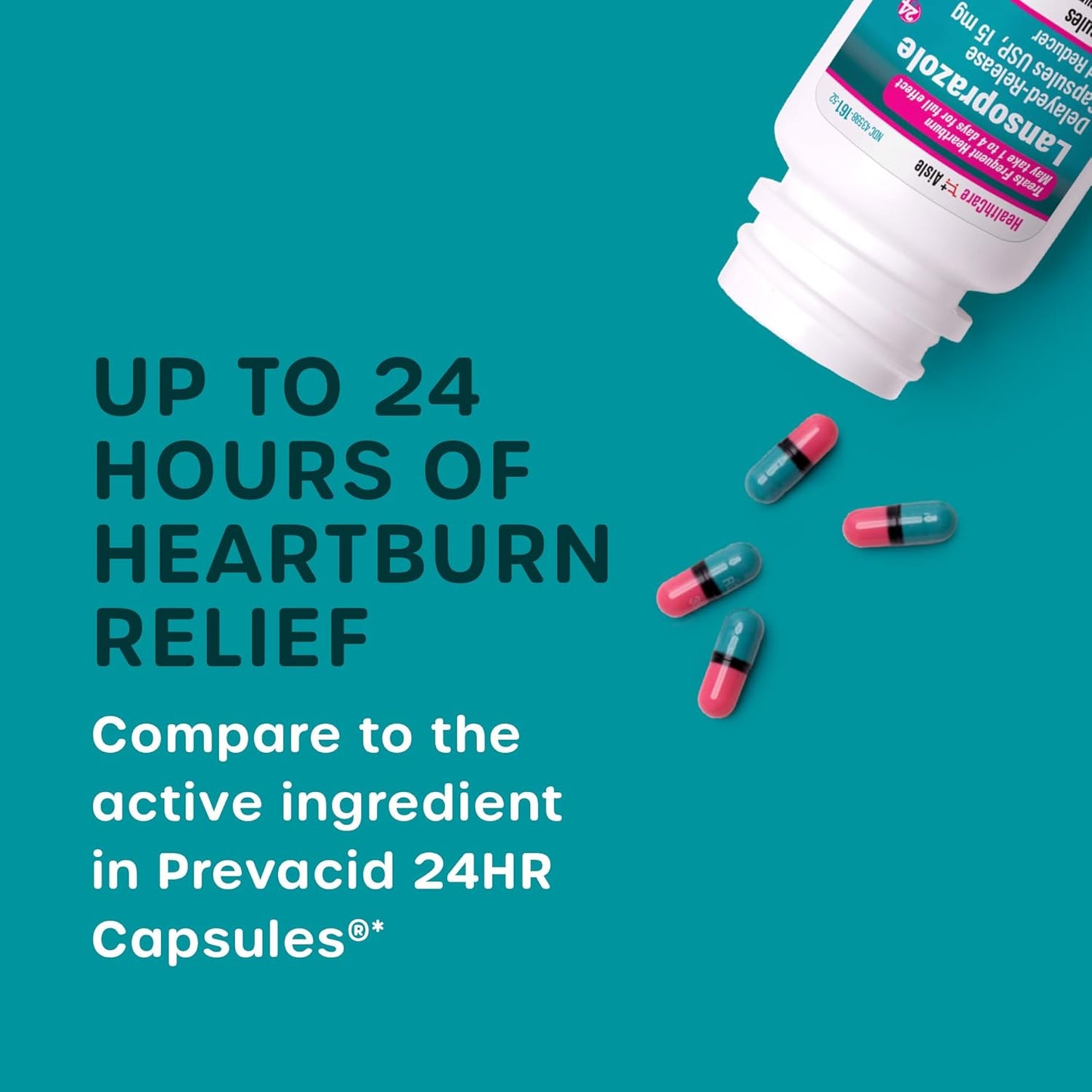Healthcareaisle Lansoprazole 15 Mg – 42 Delayed-Release Capsules – Acid Reducer, Treats Frequent Heartburn