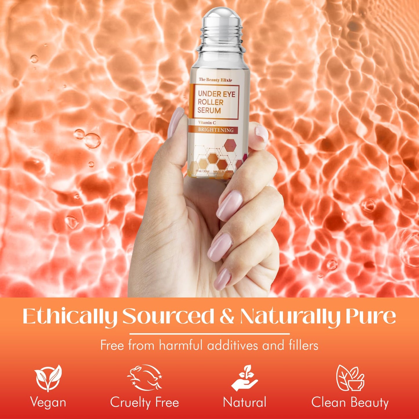 Beauty Elixir Vitamin C under Eye Roller Serum for Dark Circles and Puffiness - Reduce Wrinkles and Fine Lines, Bags under Eyes