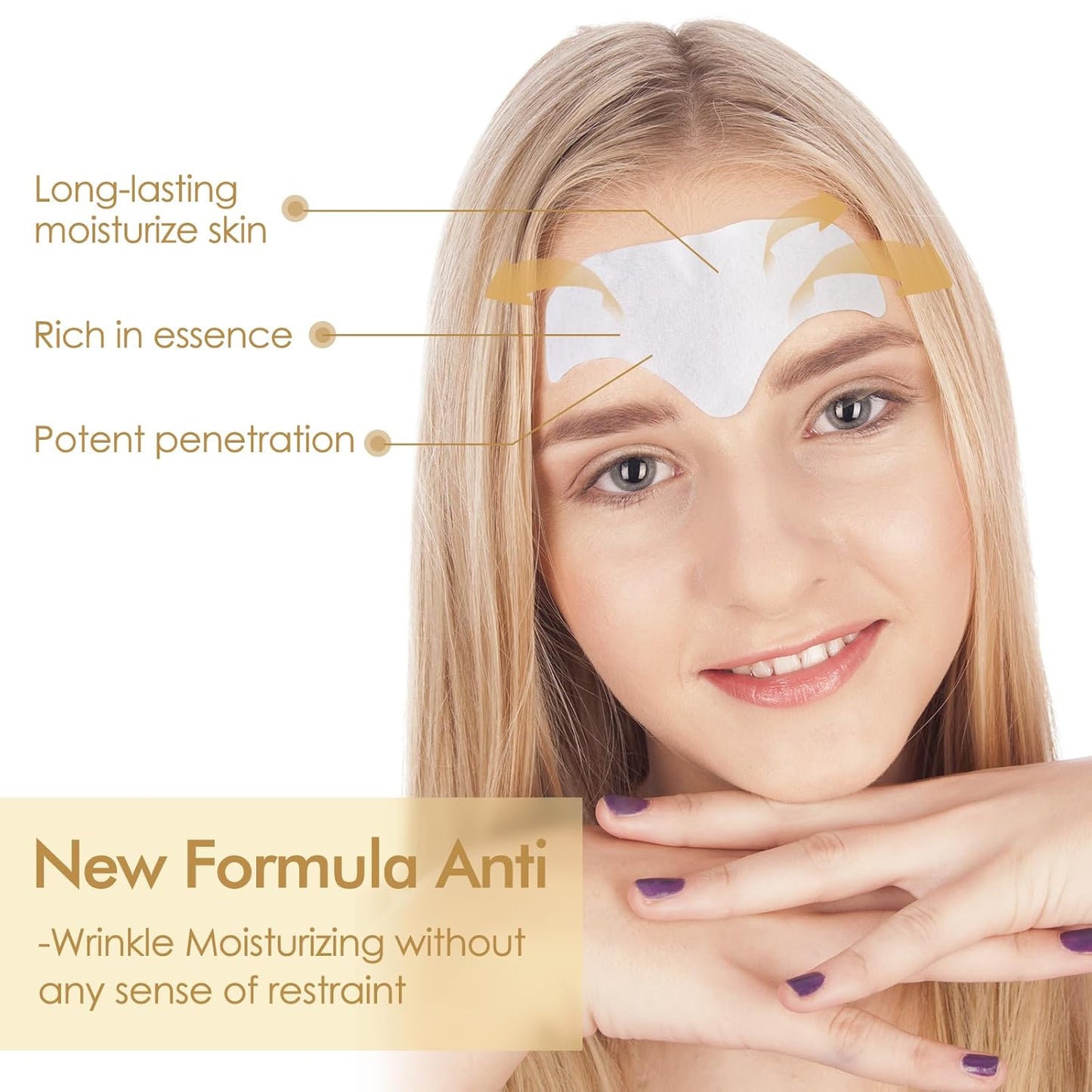 AUSLKA 24PCS Forehead Wrinkle Patches with Aloe, Collagen - Forehead Wrinkles Treatment,Anti Wrinkle Patches Care to Smooth Fine Lines & Wrinkles