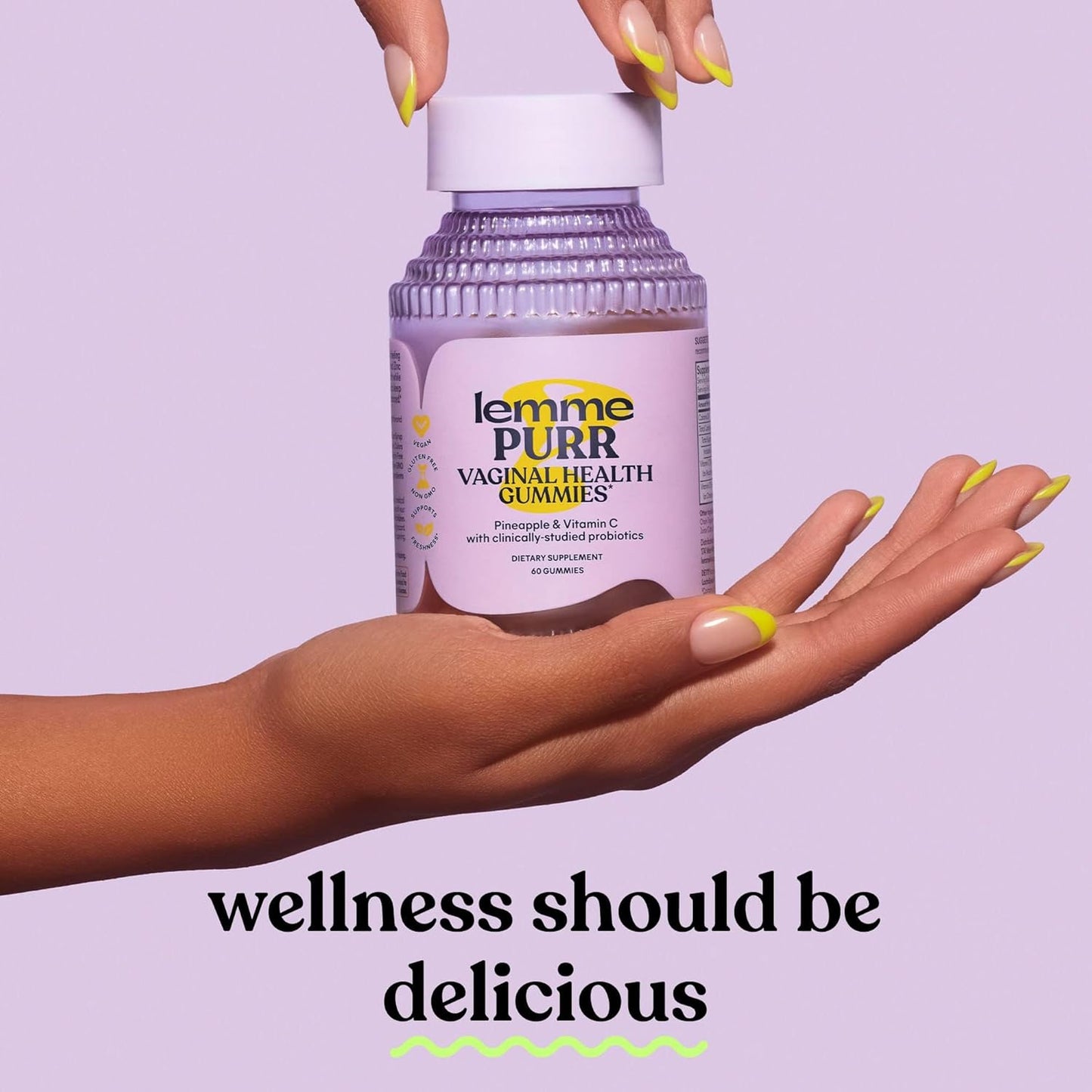 Lemme Purr Vaginal Probiotic Gummies for Women - Balanced Ph, Healthy Odor, Yeast Balance & Flora Support + Vitamin C for Immune Health - Tasty Pineapple (60 Count)