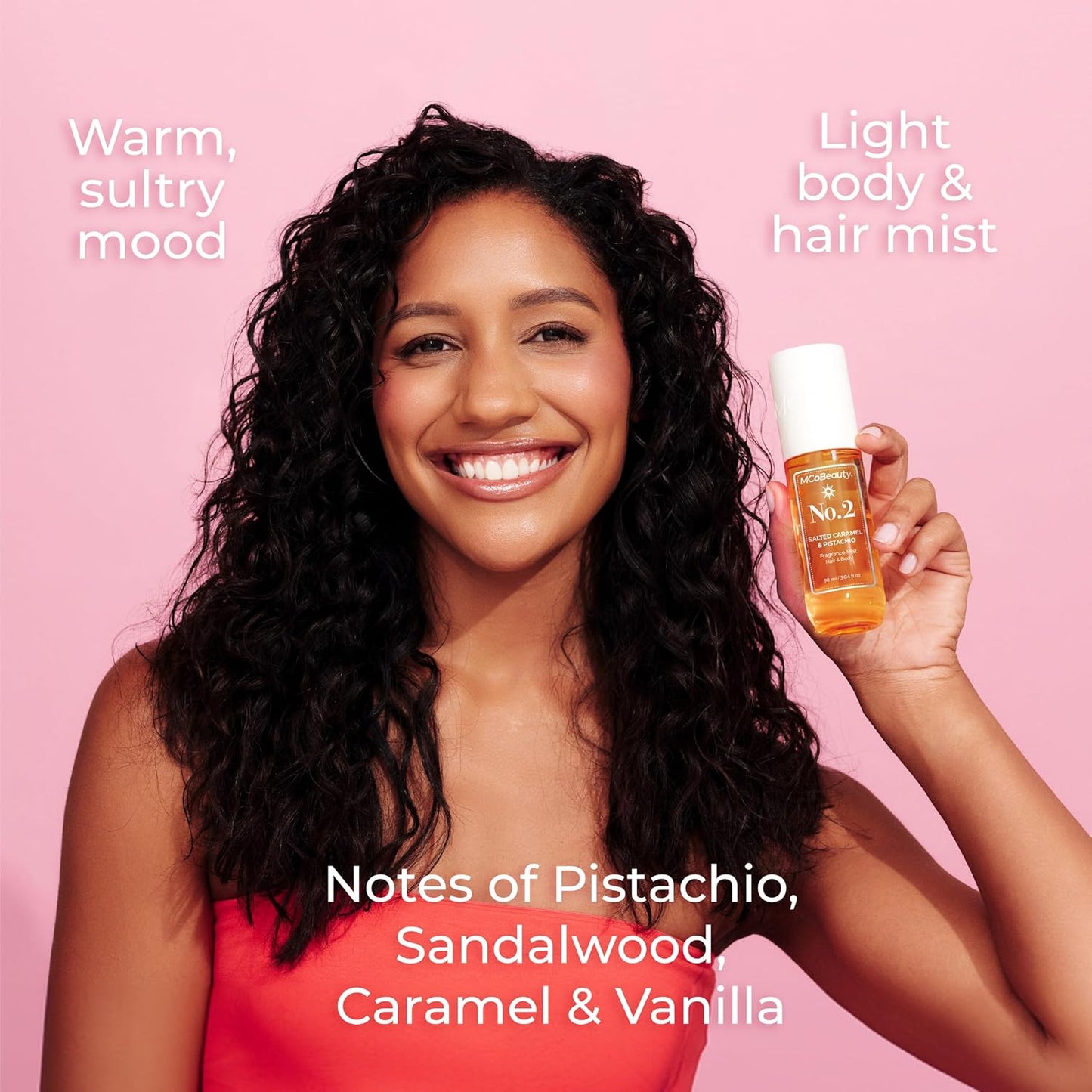 Mcobeauty Fragrance Mist No. 2, Lightly Warm Scent with Sandalwood & Caramel for Day or Night, Vegan, Cruelty Free