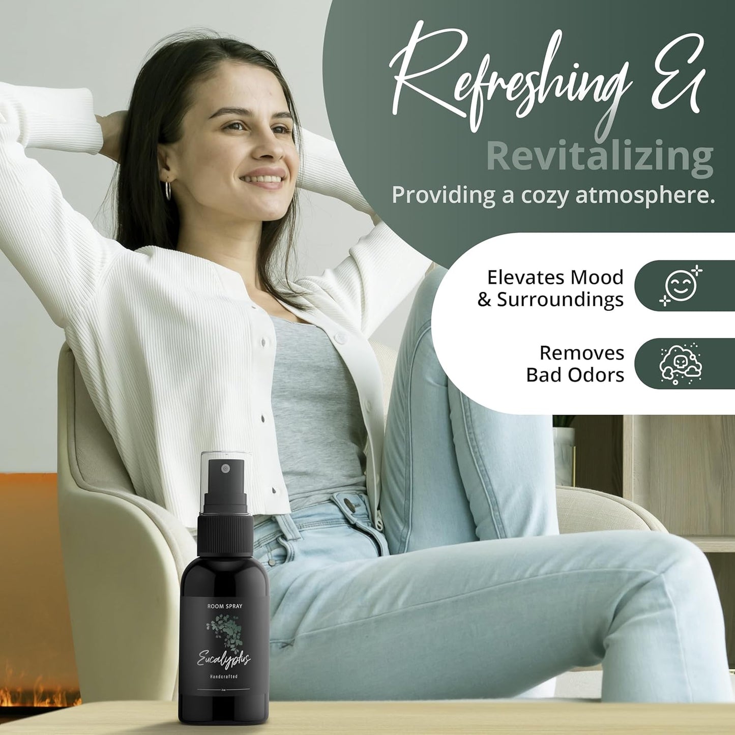 General Room Spray, Long Lasting Fragrance, Spa Fragrance Experience (Eucalyptus, 3 Pack)