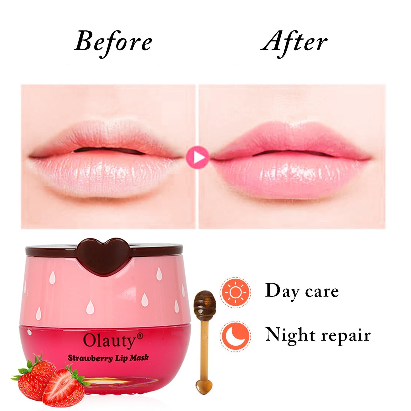 2 PCS Bee Lip Balm Honey Pot, Honey & Strawberry Lip Sleeping Mask Overnight, Hydrating Prevention Dry and Cracked Lip Scrubs Exfoliator Lip Care, Moisturizing Lip Mask Reduces Lip Lines