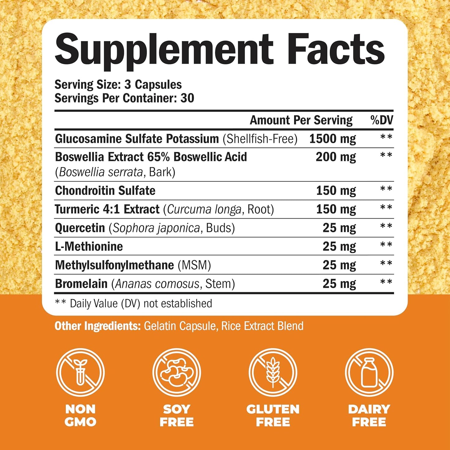 Glucosamine Chondroitin MSM and Turmeric Supplement - Joint Support Supplement for Women & Men with Boswellia & Glucosamine Sulfate 1500 Mg. Used for Cartilage & Joint Health & Flexibility 90 Capsules