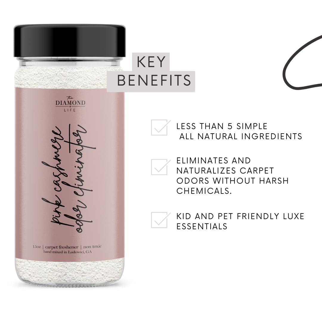 Home "Pink Cashmere" Apple, Warm Spices, & Vanilla Natural Carpet Powder, Mattress, & Upholstery Freshener, Odor Eliminator, Deodorizer for Homes with Kids & Pets