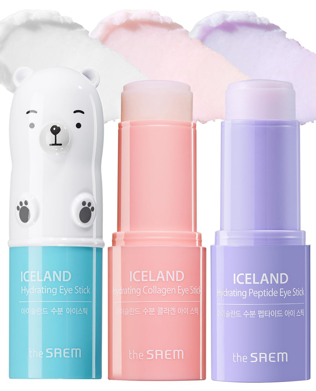 The SAEM Iceland Hydrating Collagen Eye Stick 0.24Oz - Anti-Wrinkle Moisturizing Eye Balm for Saggy Skin – under Eye Treatment - Balm to Smooth Skin Texture - Rose Scent