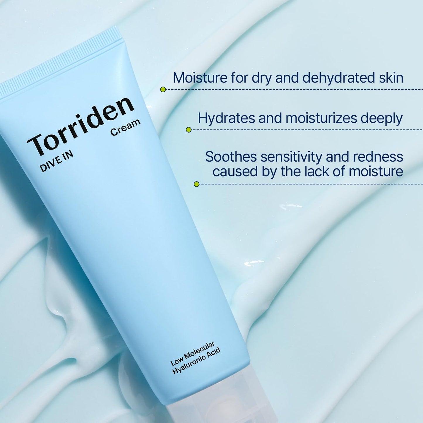 Torriden DIVE-IN Hyaluronic Acid Cream 2.71 Fl Oz | Facial Moisturizer for Sensitive, Oily Skin | Fragrance-Free, Alcohol-Free, Lightweight, No Colorants | Vegan, Clean, Cruelty-Free