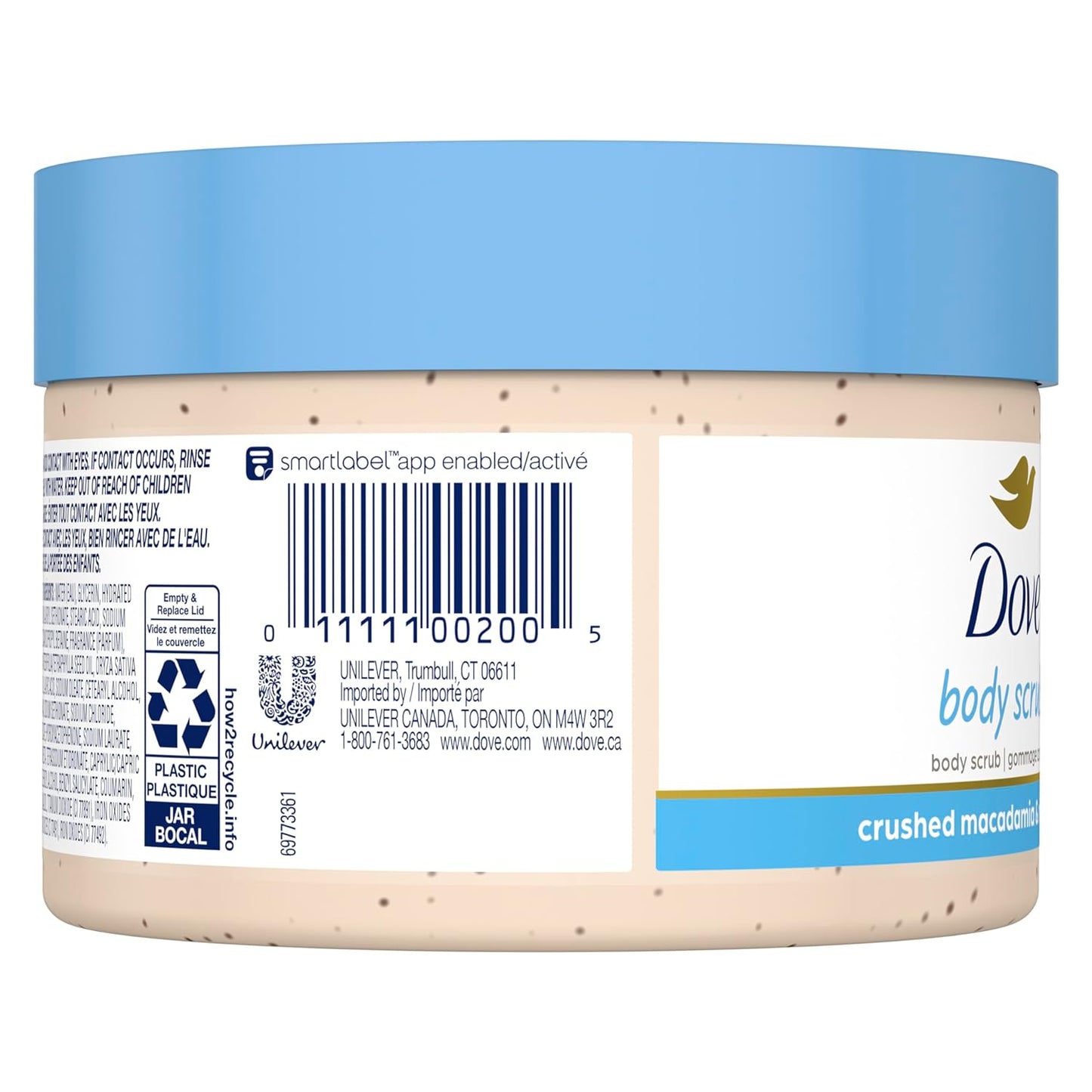 Dove Scrub Macadamia & Rice Milk Reveals Visibly Smoother Skin Body Scrub That Nourishes Skin 10.5 Oz
