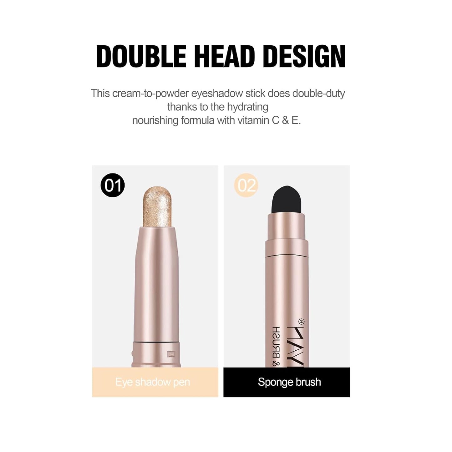 Eyeshadow Stick Matte Nude Eye Makeup Smoky Eyes Makeup Long Lasting Quick-Drying Smooth Glitter Eyeshadow Double Head(H06)