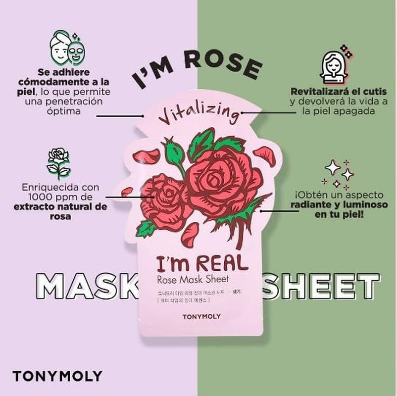 TONYMOLY I'M Real Rose Hydrating Mask Sheet, Pack of 1