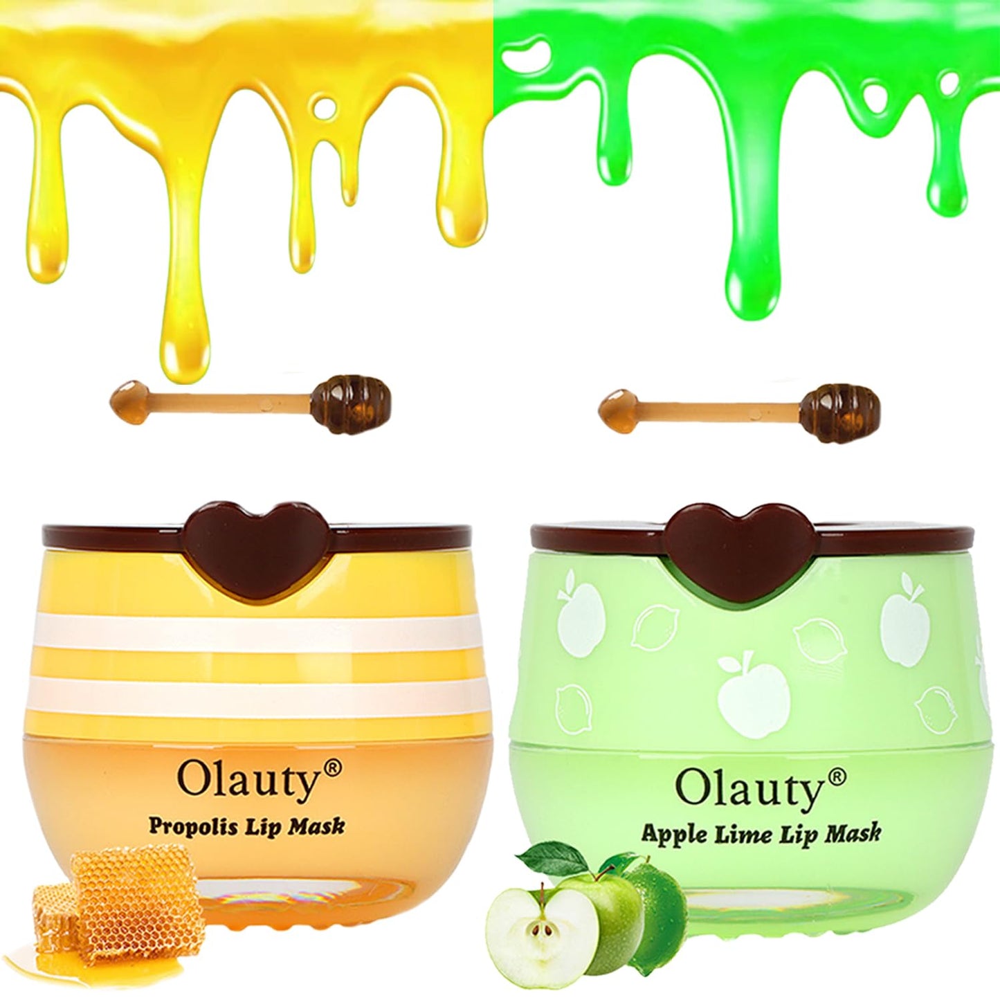 2 PCS Bee Lip Balm Honey Pot, Honey & Strawberry Lip Sleeping Mask Overnight, Hydrating Prevention Dry and Cracked Lip Scrubs Exfoliator Lip Care, Moisturizing Lip Mask Reduces Lip Lines