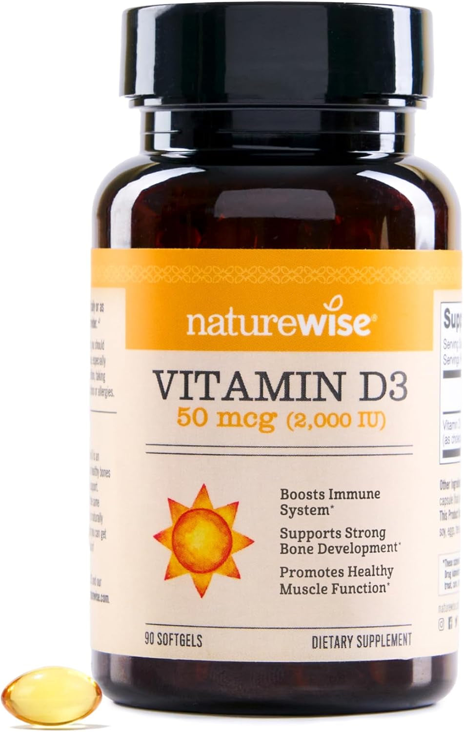 Naturewise Vitamin D3 5000Iu (125 Mcg) 1 Year Supply for Healthy Muscle Function, and Immune Support, Non-Gmo, Gluten Free in Cold-Pressed Olive Oil, Packaging Vary ( Mini Softgel), 360 Count