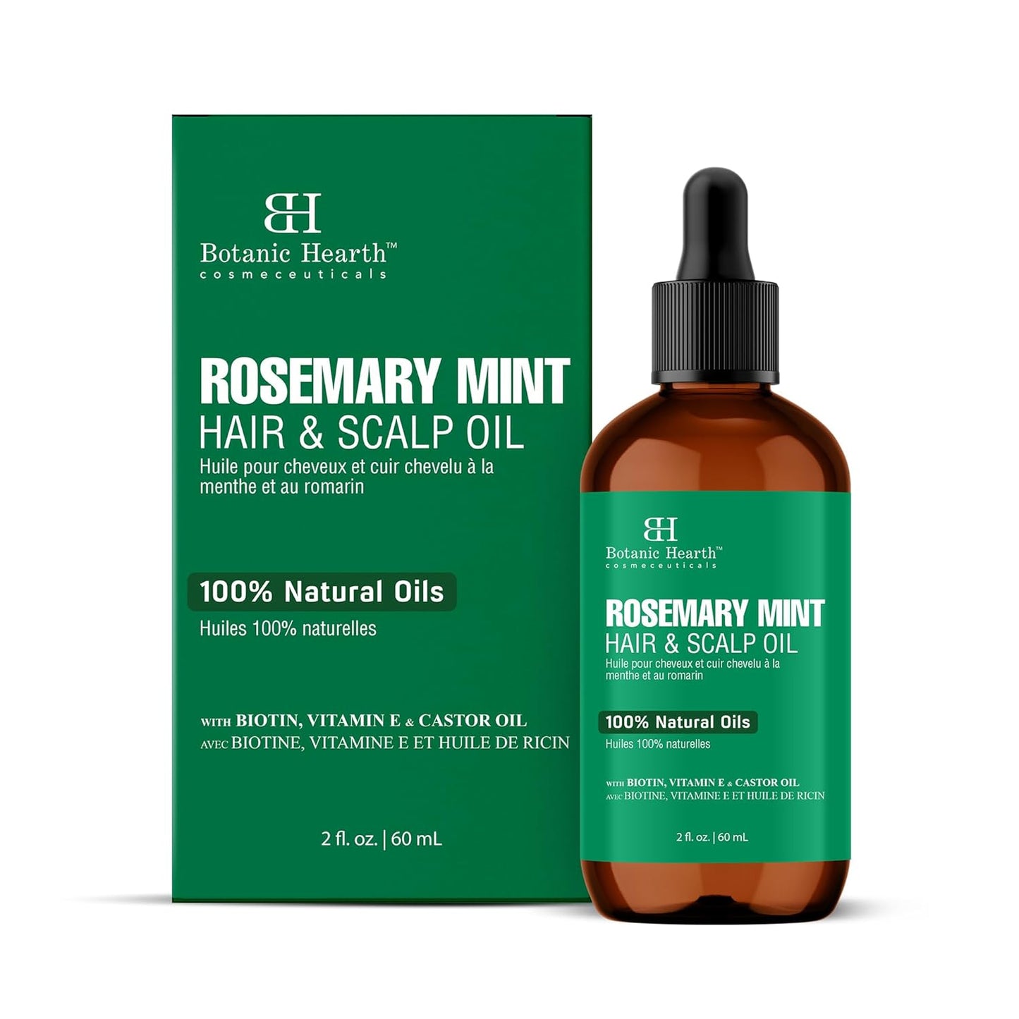 Botanic Hearth 100% Pure Rosemary Oil for Hair Growth Infused with Biotin (6.7 Fl Oz) | Hair Strengthening Treatment | Nourishing & Volumizing | with Jojoba Oil & Castor Oil | Non GMO Verified