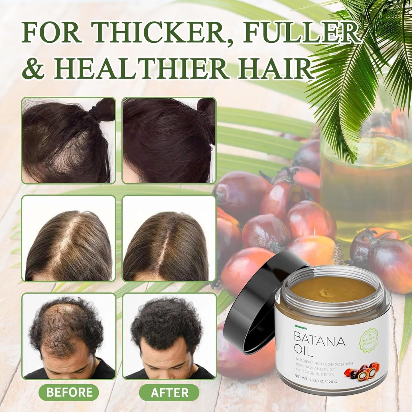 Generic Raw Batana Oil for Hair Growth: 100% Pure - Dr. Sebi Batana Oil from Honduras Unrefined Promotes Hair Thickness for Men & Women 4.2 OZ.