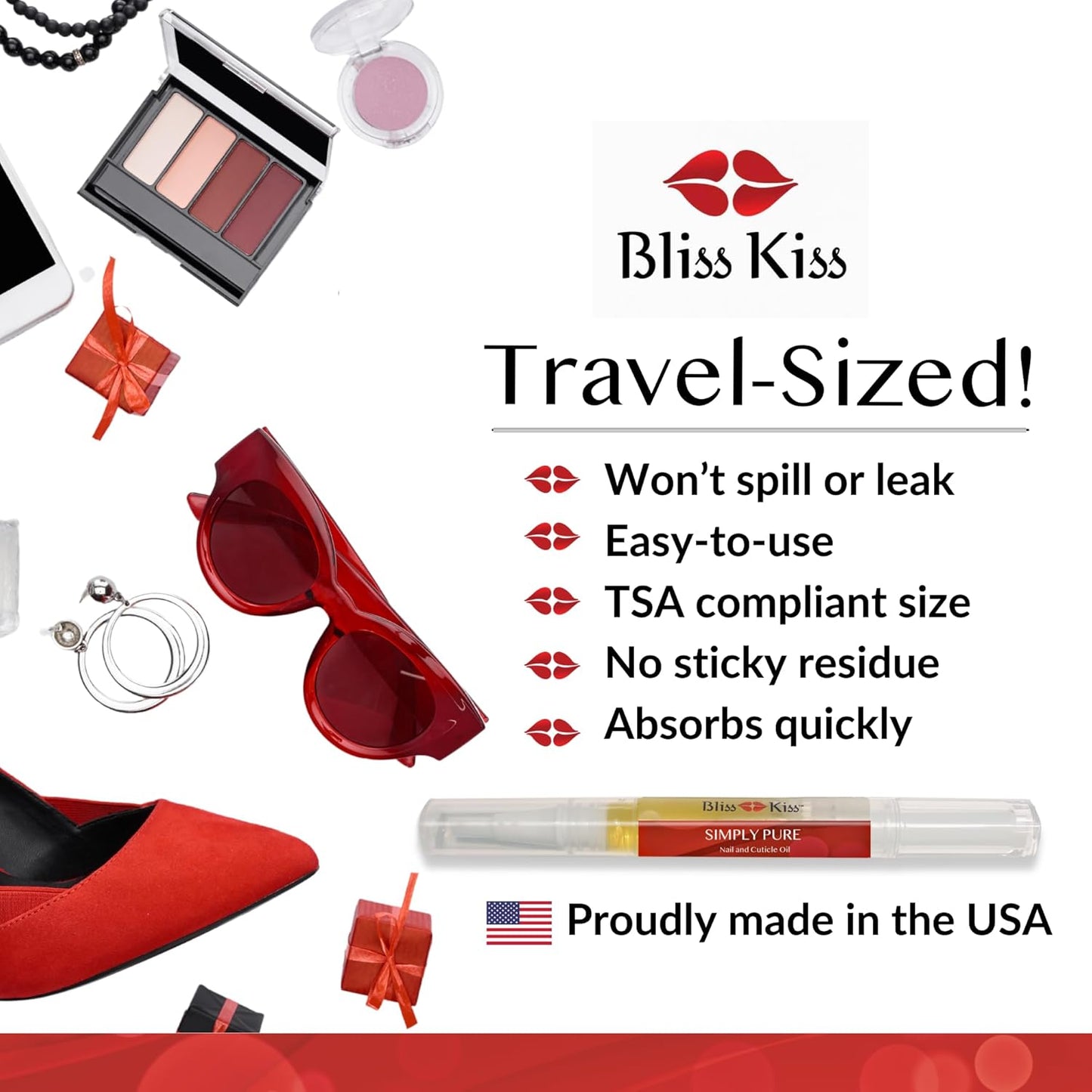 Bliss Kiss | 1 Fragrance Free | Nail Oil Cuticle Pen W/Vitamin E & Jojoba⏤Nail Strengthener Nail Growth Serum for Brittle Peeling Breaking Thin Nails