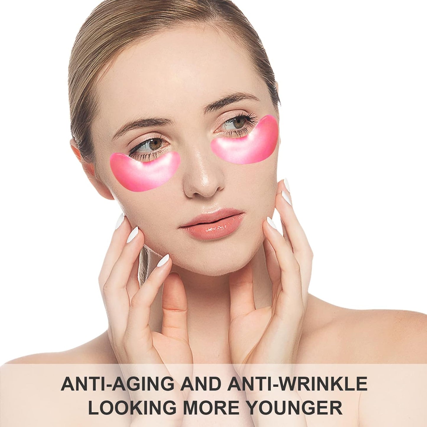 Pink Collagen Eye Mask, 30 Pairs Crystal Gold under Eye Patches for Puffy Eyes and Dark Circles – Look Less Tired and Reduce Wrinkles and Fine Lines (Pink)