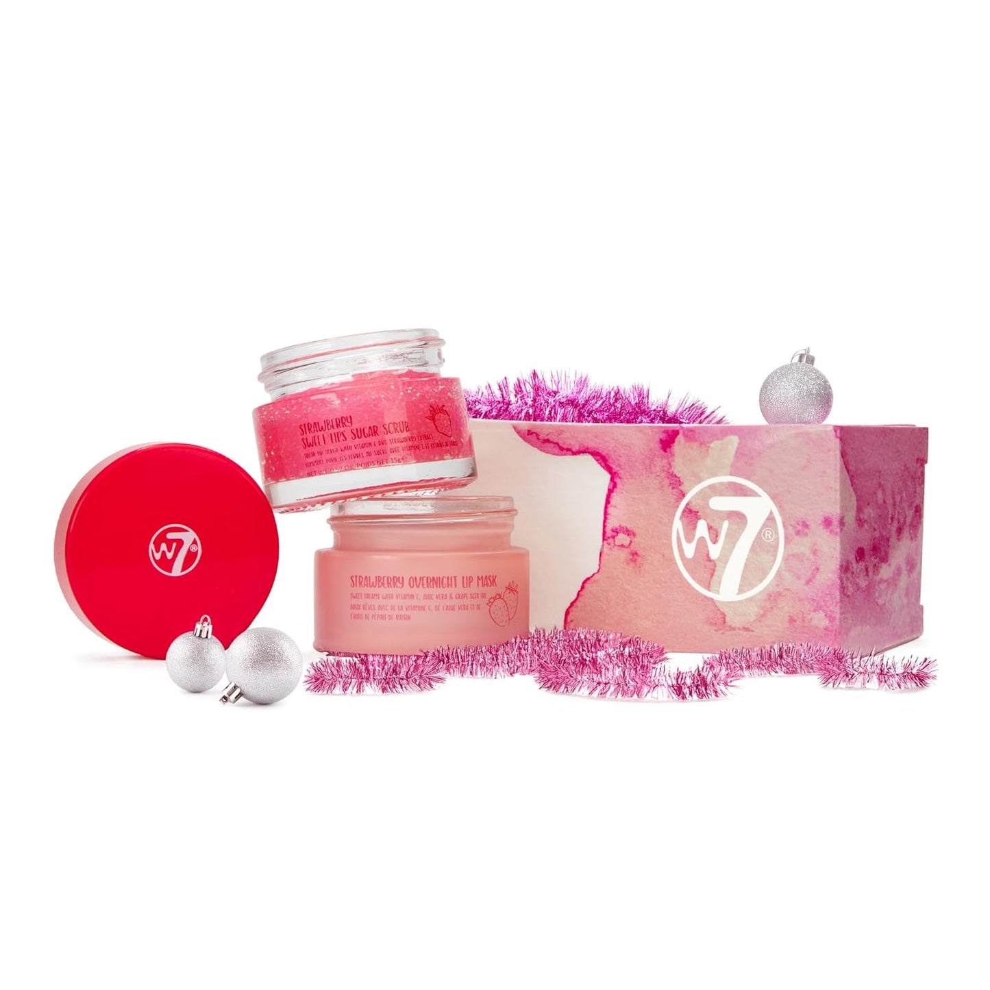 W7 Sweet Dreams Overnight Strawberry Lip Mask - Vitamin E, Aloe Vera and Grape Seed Oil - for Hydrated, Full Looking & Irresistible Lips - 0.42 Fl Oz