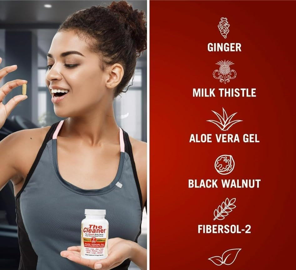The Cleaner Detox, Effective-7 Day Formula for Women, Ultimate Body Detox, Support Digestive Health, 52 Veggie Capsules, White/Red