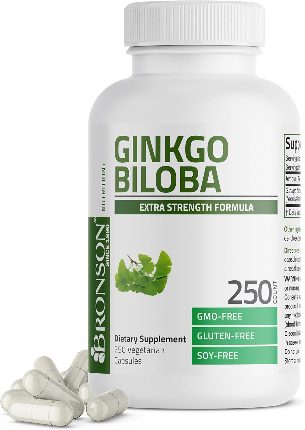 Bronson Ginkgo Biloba Extra Strength Supports Brain Function & Memory Support, 120 Vegetarian Capsules