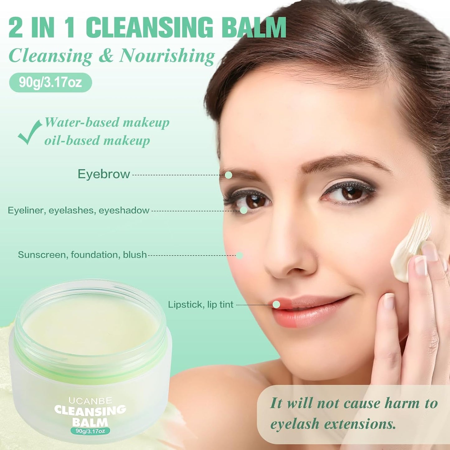 UCANBE Cleansing Balm Makeup Remover - 3.17Oz, Natural Gentle, Deep Cleaning, Makeup Cleansing Balm for Waterproof Eye Face Lip Makeup, Made for All Skin Types