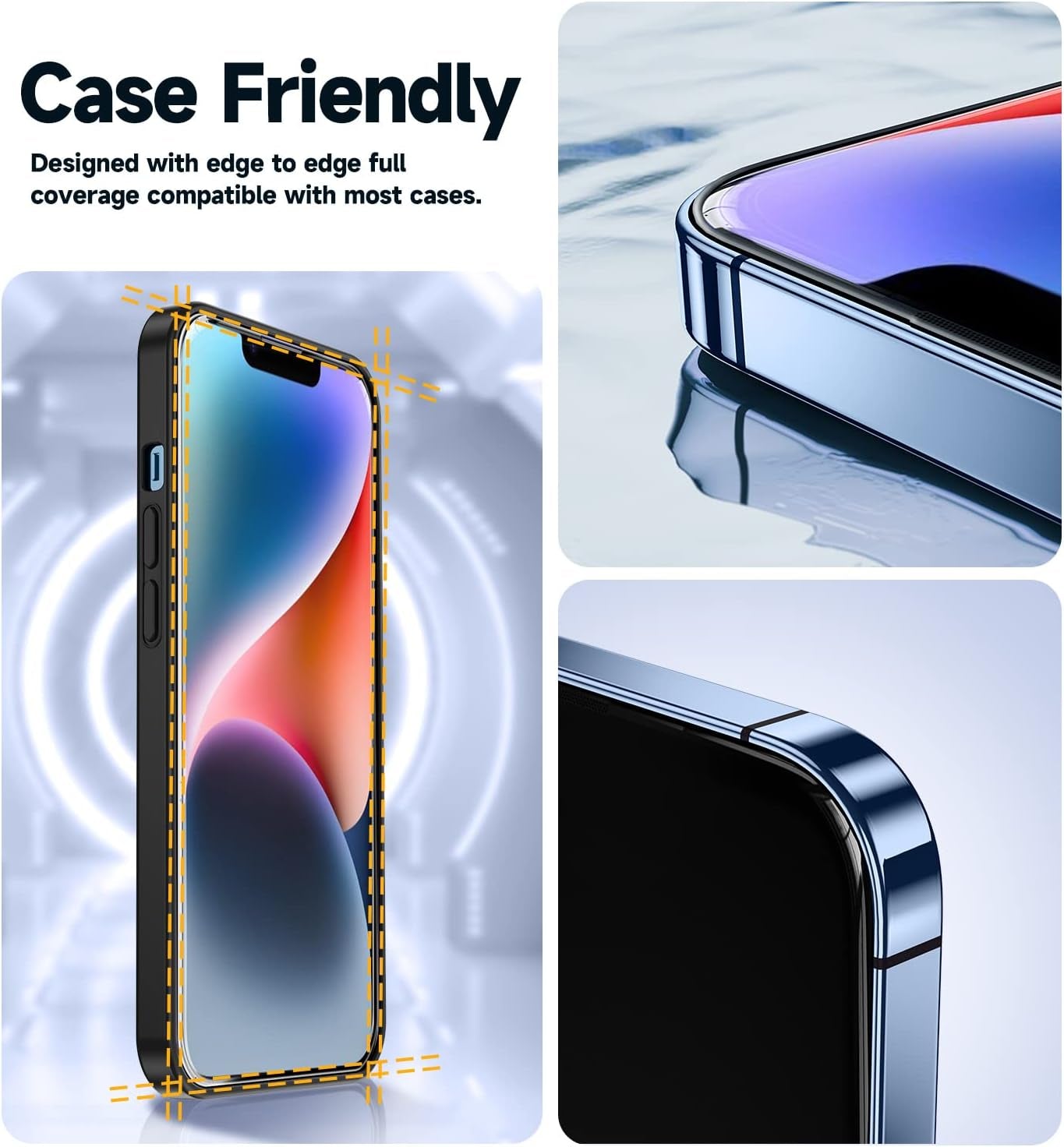 MAGIC JOHN 2 Pack for Iphone 13/14& Iphone 13 Pro 6.1 Inch Tempered Glass Screen Protector, Auto Dust-Elimination, Bubble Free, HD Clear, Easy Installation