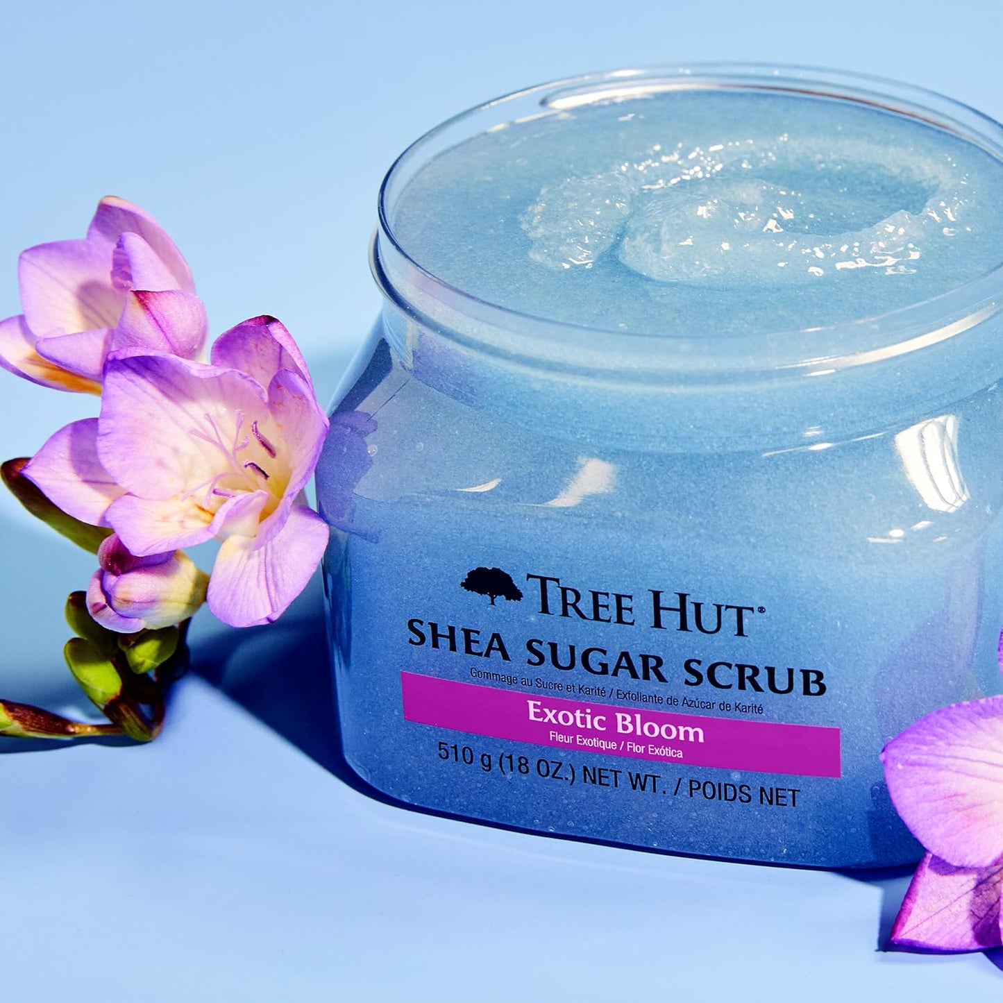 Tree Hut Exotic Bloom Shea Sugar Scrub | Exfoliating Body Scrub Removes Dead, Dry Skin for a Soft & Hydrated Feel | Nourishing Essential Body Care | 18 Fl Oz.