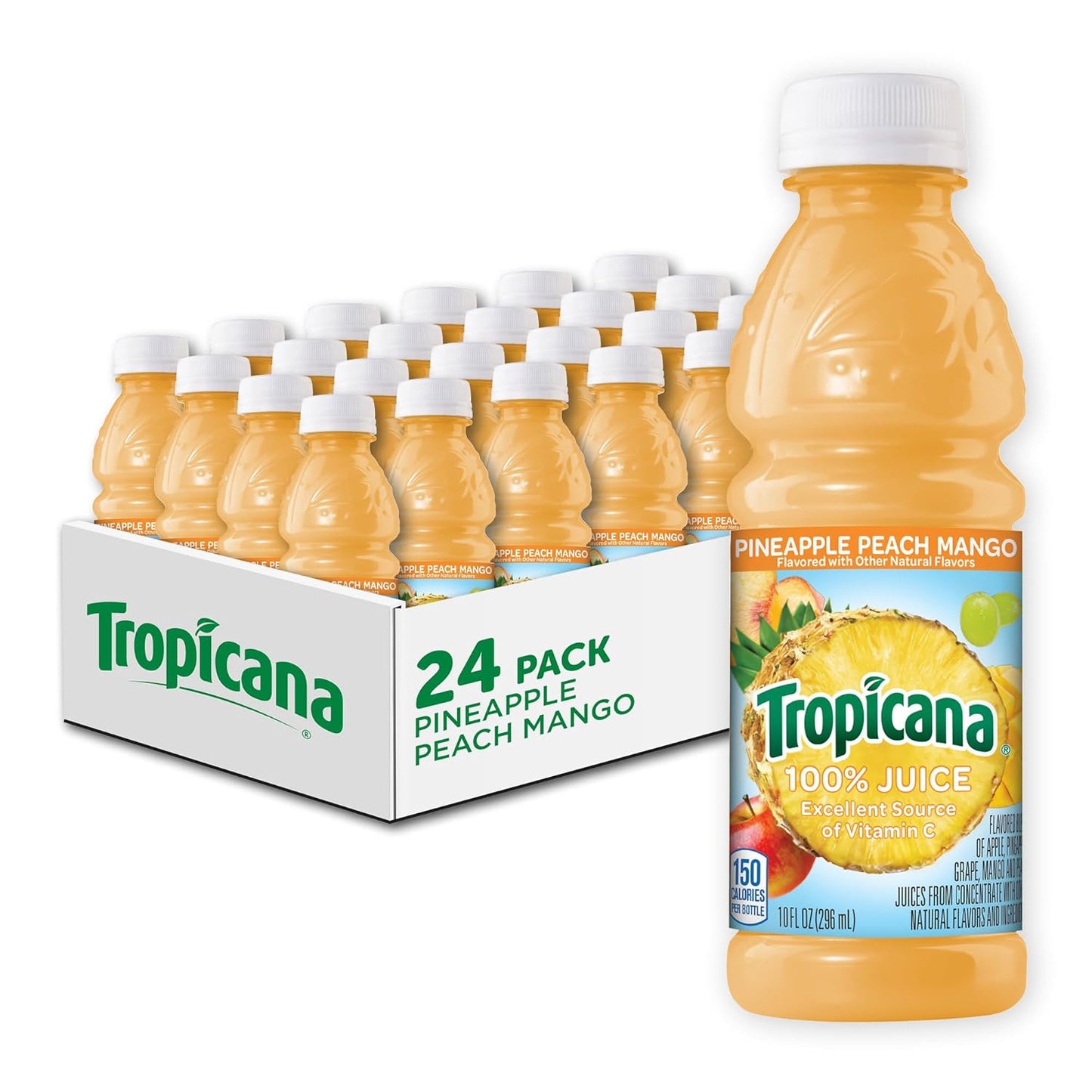 Tropicana 100% Juice, Orange Strawberry, 10 Fl Oz Bottle (Pack of 24)