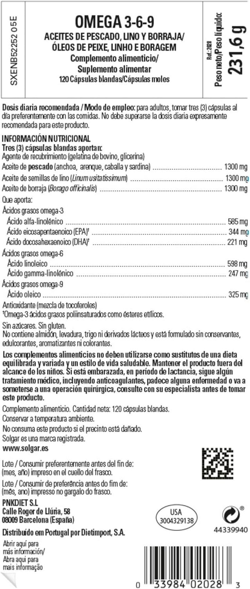 Solgar 1300 Mg Omega 3-6-9, 120 Softgels - Fish Oil Supplement - Support for Heart, Joint & Skin Health - Includes Flaxseed & Borage - Contains EPA & DHA - Omega 3 Fatty Acids - 40 Servings