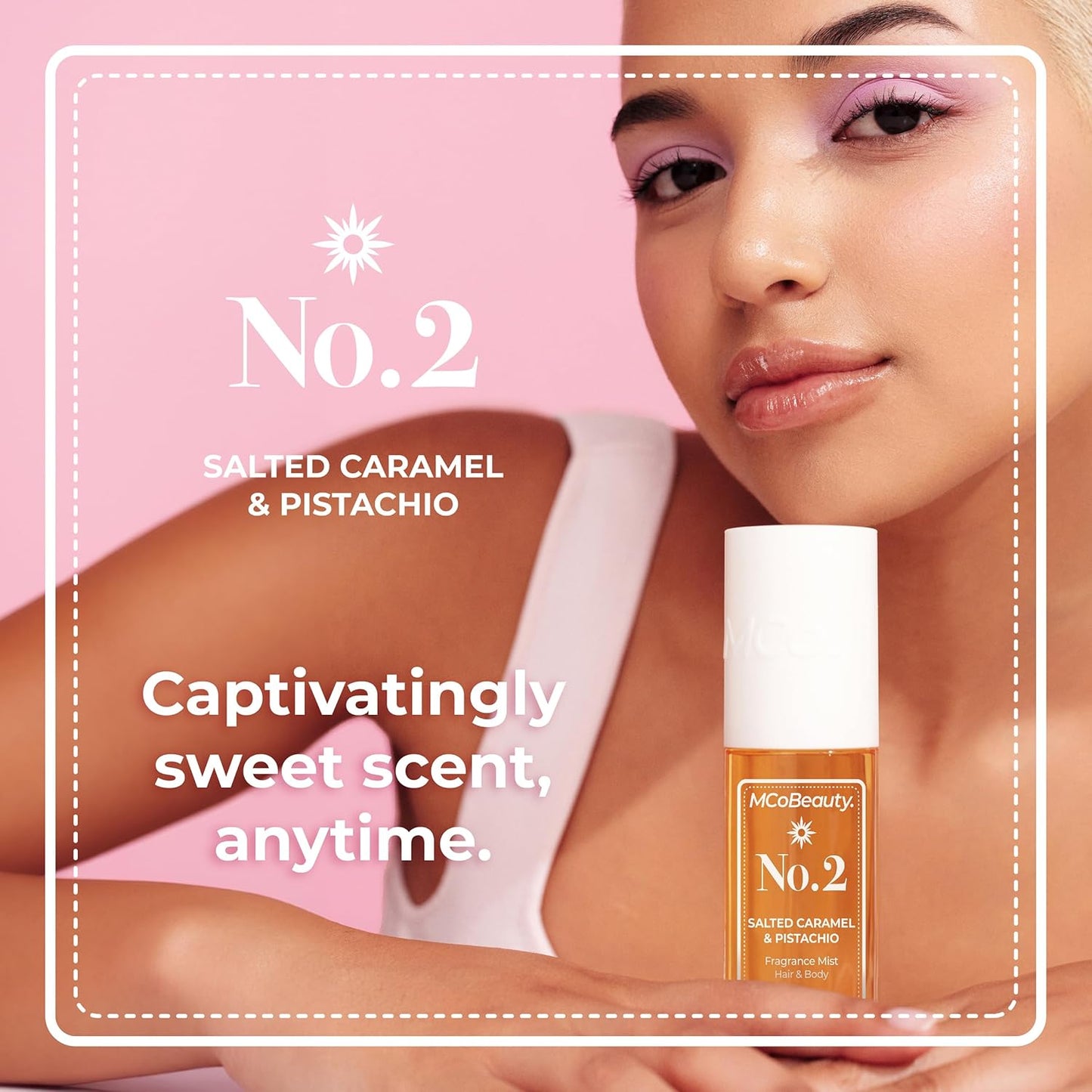 Mcobeauty Fragrance Mist No. 2, Lightly Warm Scent with Sandalwood & Caramel for Day or Night, Vegan, Cruelty Free