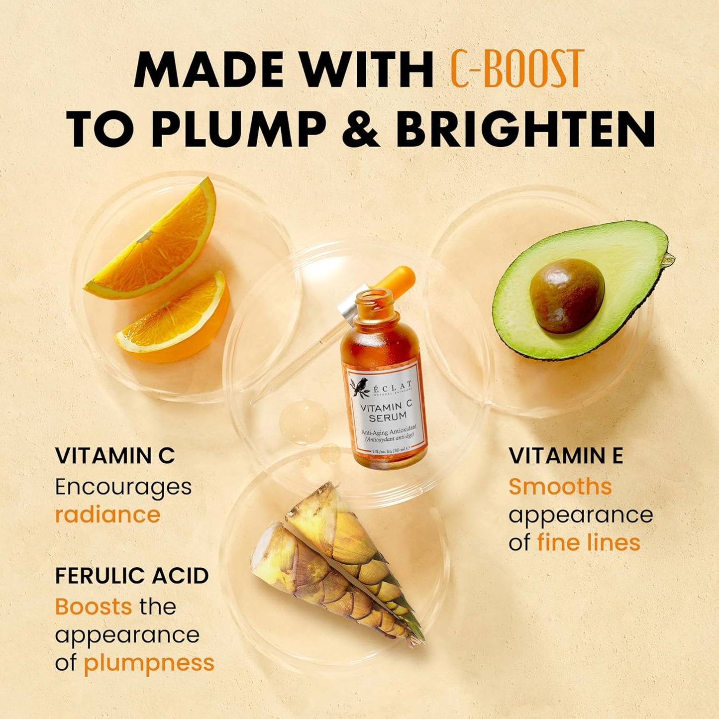 Vitamin C Face Serum - Dark Spot Remover Facial Serum, Vit C Serum with Hyaluronic Acid, Ferulic Acid, & Vit E - anti Aging and Skin Brightening Serum, Pure Vitamin C Serum Skin Care 30 Ml