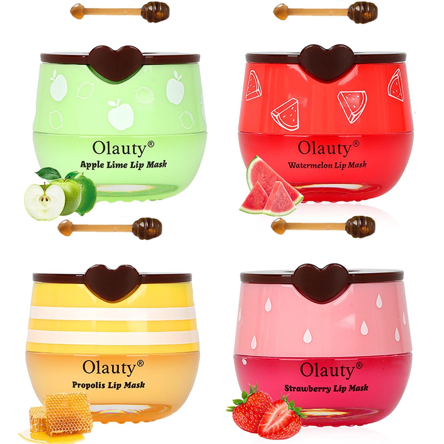 2 PCS Bee Lip Balm Honey Pot, Honey & Strawberry Lip Sleeping Mask Overnight, Hydrating Prevention Dry and Cracked Lip Scrubs Exfoliator Lip Care, Moisturizing Lip Mask Reduces Lip Lines