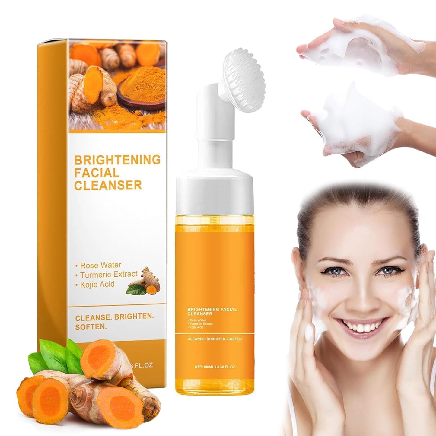 Turmeric Facial Cleanser, Turmeric Facial Wash, Turmeric Foaming Cleanser for All Skin