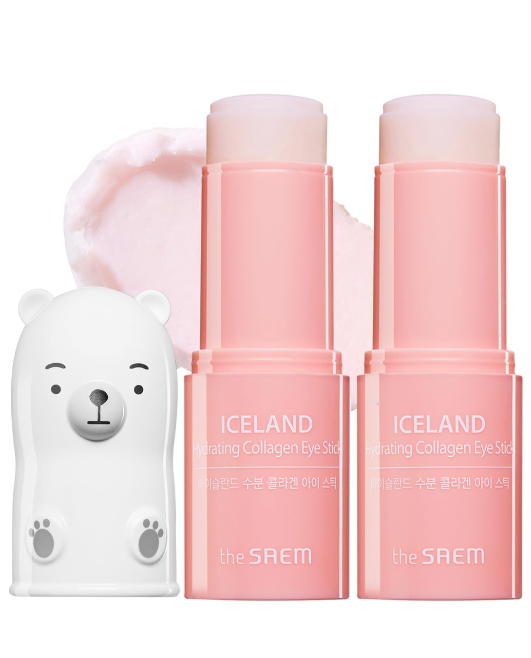 The SAEM Iceland Hydrating Collagen Eye Stick 0.24Oz - Anti-Wrinkle Moisturizing Eye Balm for Saggy Skin – under Eye Treatment - Balm to Smooth Skin Texture - Rose Scent