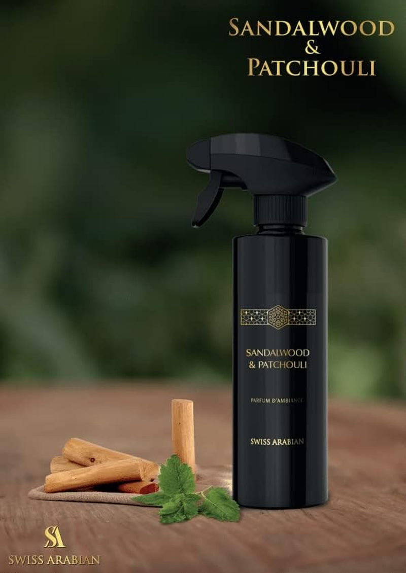 Swiss Arabian Sandalwood and Patchouli Air Freshener - Luxury Products from Dubai - Home Fragrance Room Spray - Your Home'S Signature Aroma - 10.14 Oz