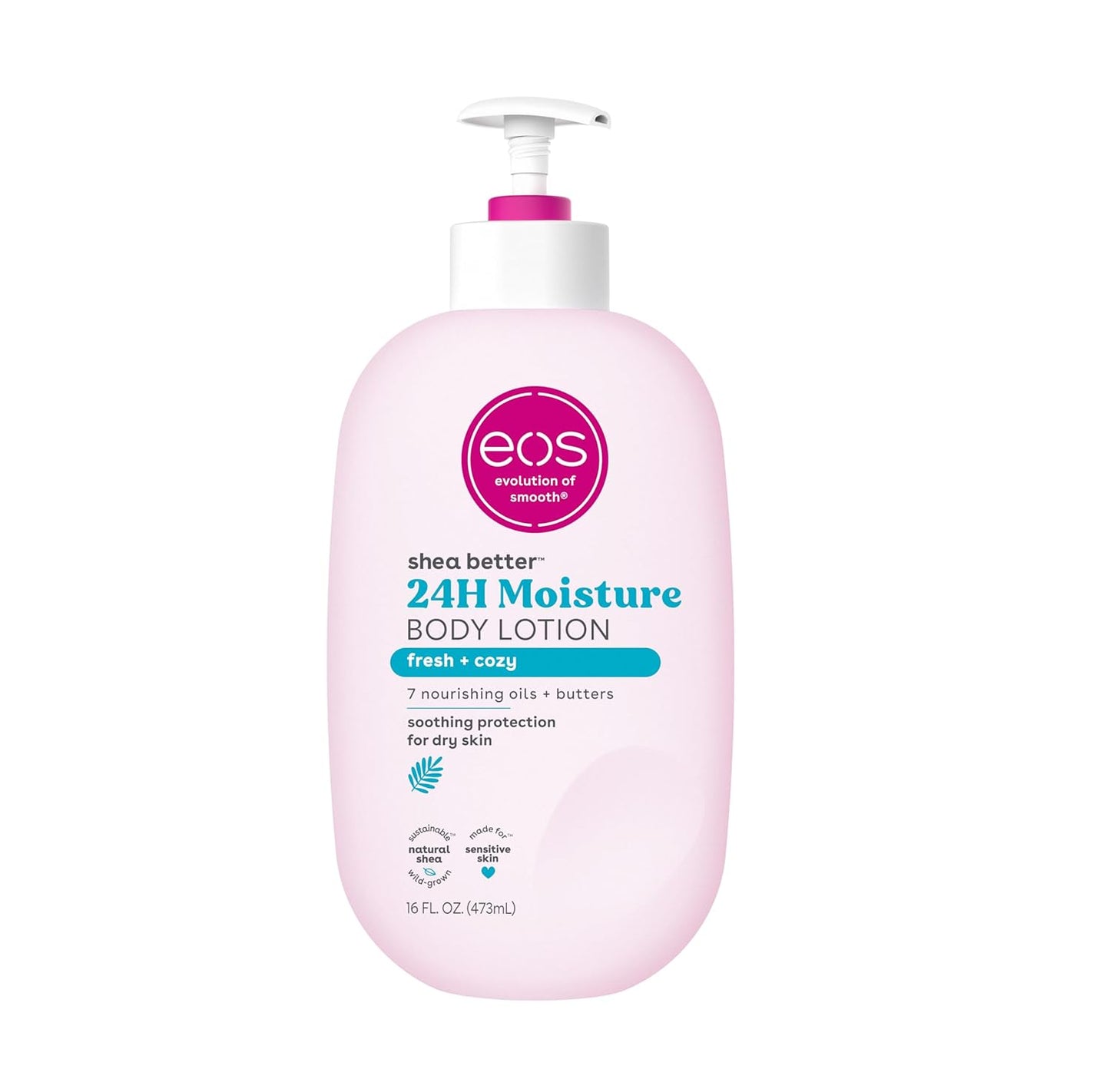 Eos Shea Better Body Lotion- Vanilla Cashmere, 24-Hour Moisture Skin Care, Lightweight & Non-Greasy, Made with Natural Shea, Vegan, 16 Fl Oz