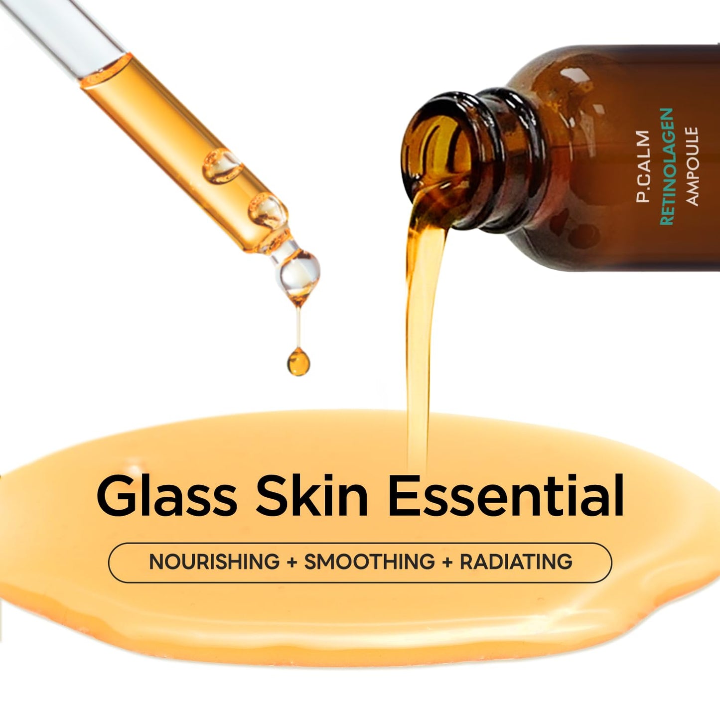 P.CALM Retinolagen Ampoule 30Ml | Pore Tightening Korean Glass Skin Serum for Retinol Bigginer with Micro Dosing Retinal, Vegan Hydrolyzed Collagen, Bakuchiol, PHA | Vegan Korean Skincare
