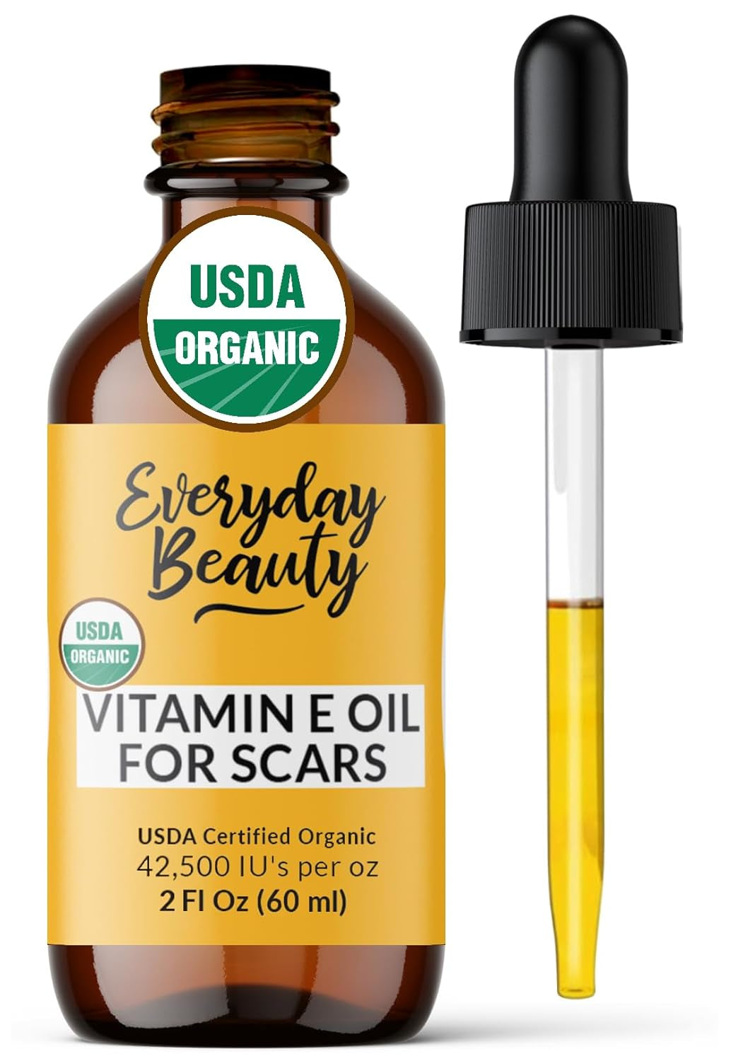 Organic Vitamin E Oil for Scars - All Natural & Vegan Skin Moisturizer 1Oz - Light and Unscented Great for Scars after Surgery - Reduce Wrinkles, anti Aging, Lighten Dark Spots - Face, Skin & All Over