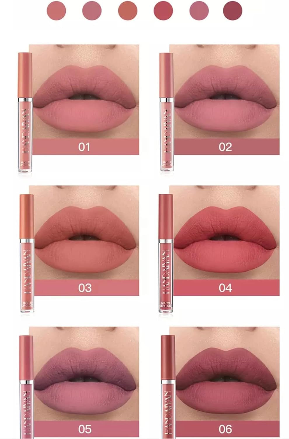 6Pcs Matte Liquid Lipstick Makeup Set, Matte Liquid Long-Lasting Wear Non-Stick Long Lasting Fade Resistant Waterproof Lip Gloss Smooth Shade Set(B)