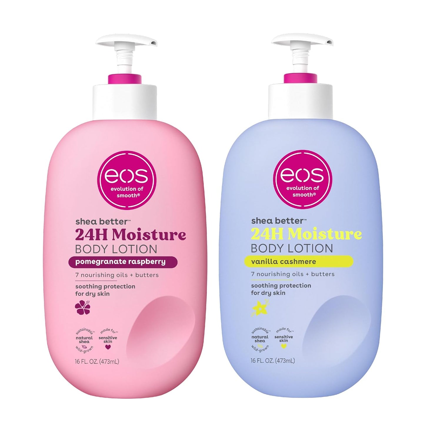 Eos Shea Better Body Lotion- Vanilla Cashmere, 24-Hour Moisture Skin Care, Lightweight & Non-Greasy, Made with Natural Shea, Vegan, 16 Fl Oz