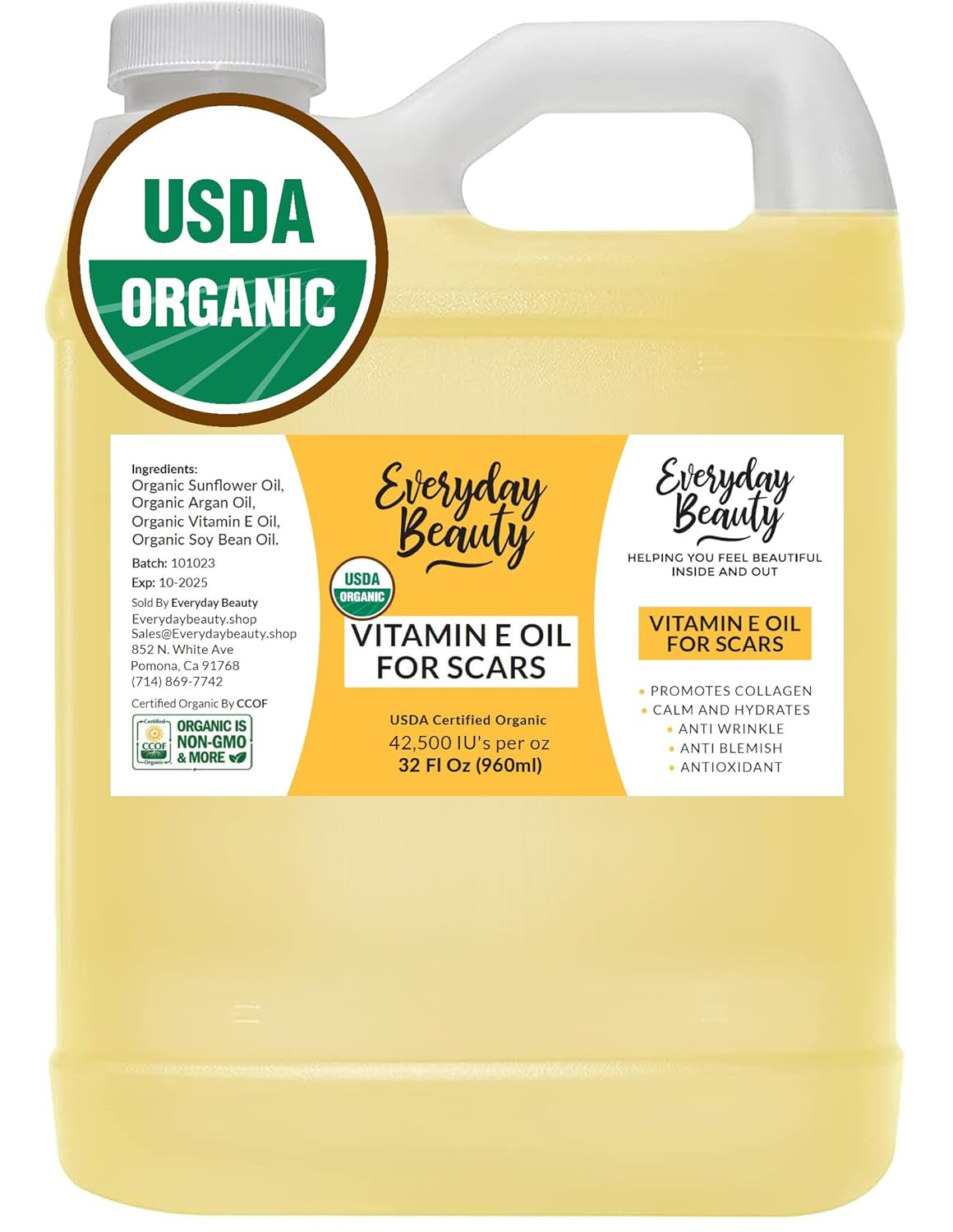 Organic Vitamin E Oil for Scars - All Natural & Vegan Skin Moisturizer 1Oz - Light and Unscented Great for Scars after Surgery - Reduce Wrinkles, anti Aging, Lighten Dark Spots - Face, Skin & All Over