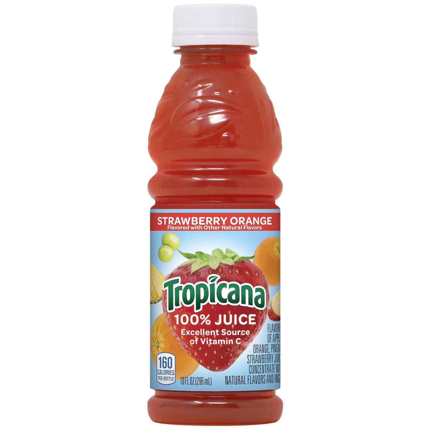 Tropicana 100% Juice, Orange Strawberry, 10 Fl Oz Bottle (Pack of 24)
