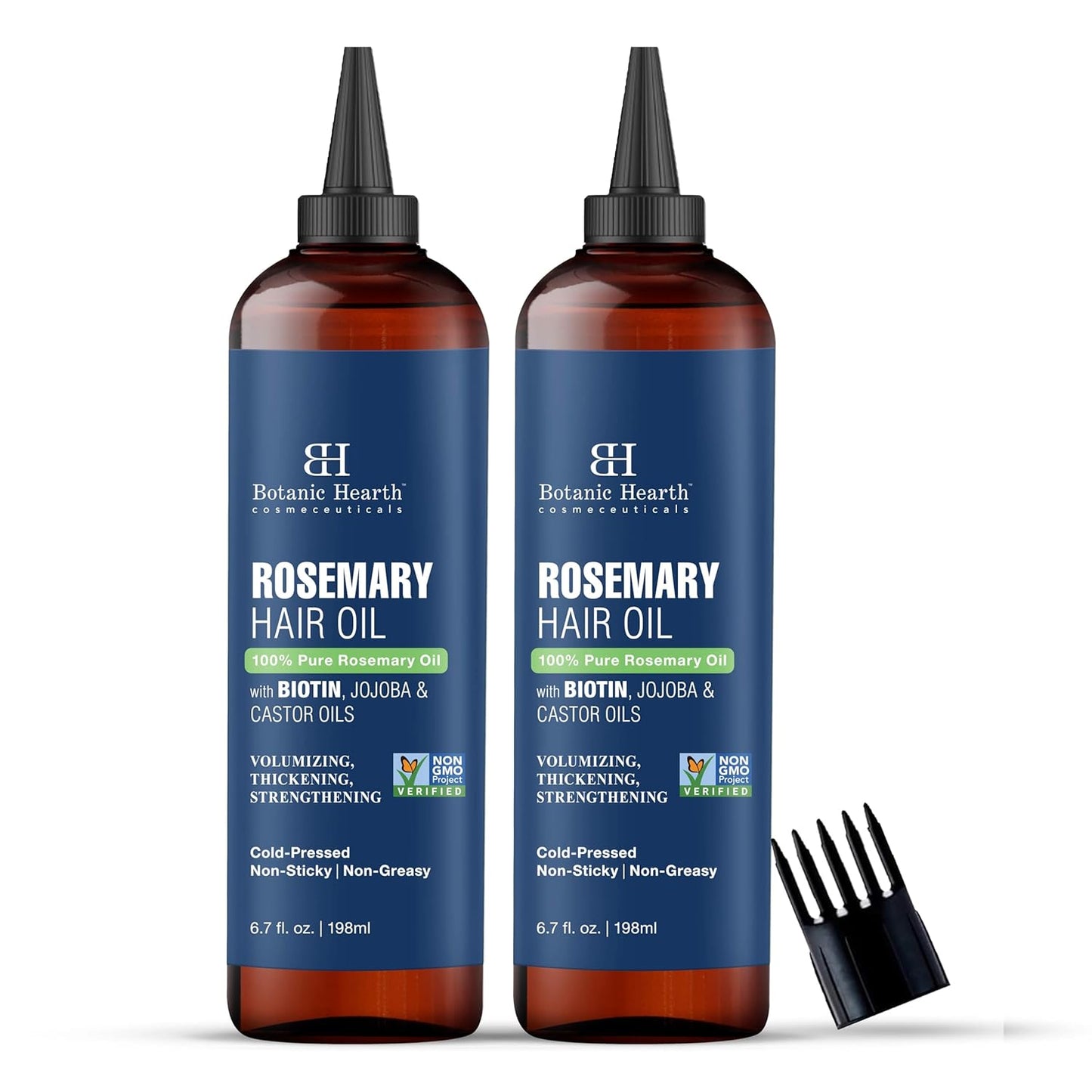 Botanic Hearth 100% Pure Rosemary Oil for Hair Growth Infused with Biotin (6.7 Fl Oz) | Hair Strengthening Treatment | Nourishing & Volumizing | with Jojoba Oil & Castor Oil | Non GMO Verified
