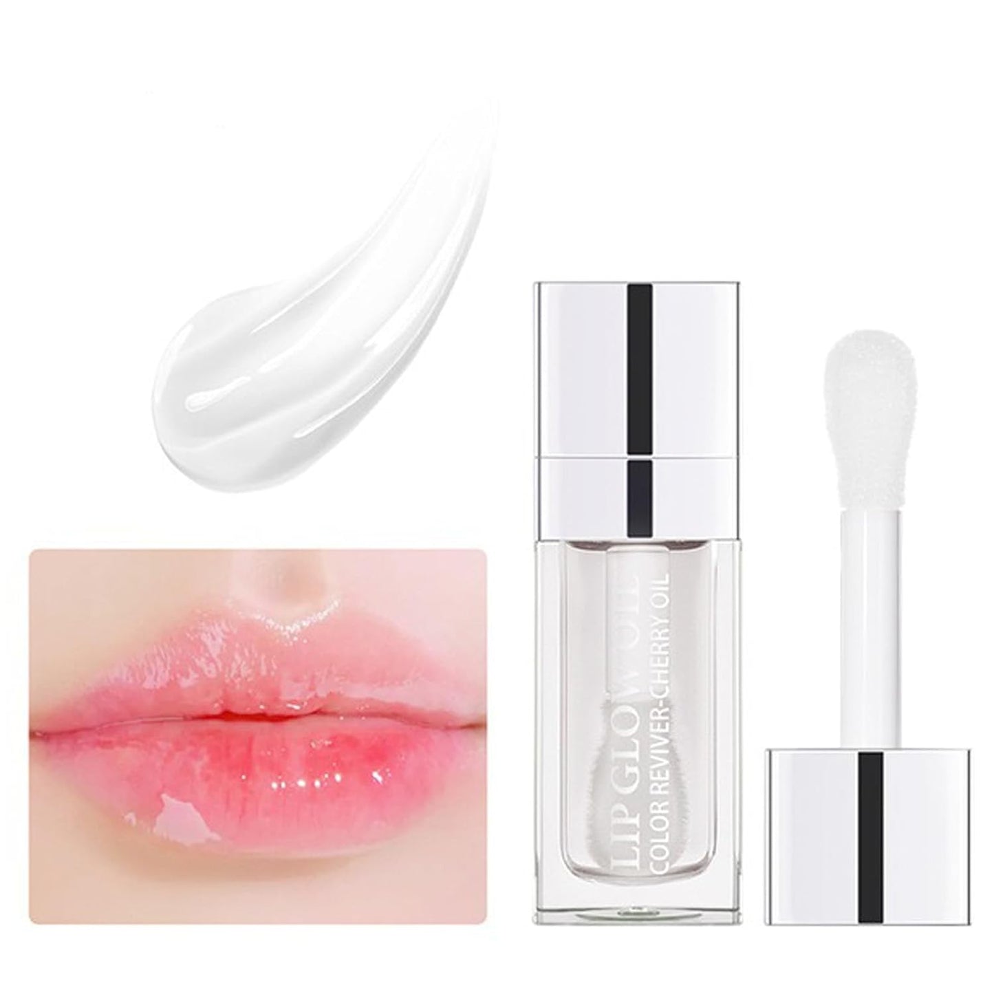 Hydrating Lip Glow Oil Set, Plumping Lip Oil Moisturizing Nourishing Shiny No-Sticky Transparent Tinted Lip Gloss Balm, Natural Lip Plumper Gloss Repairing Lightening (Raspberry)