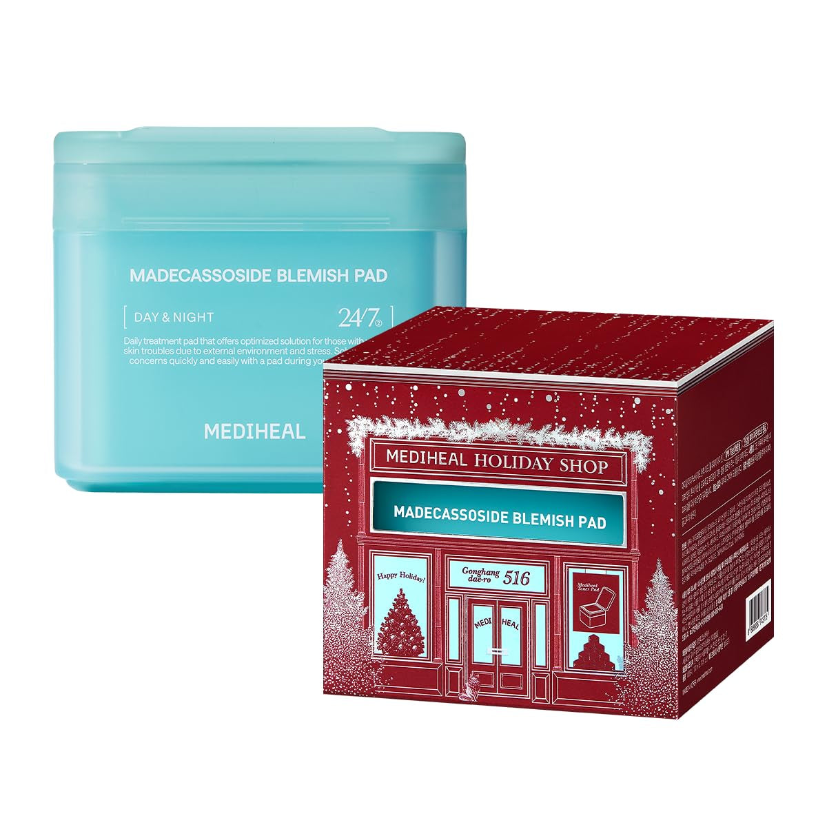 Mediheal Holiday Edition Collagen Ampoule Pad –Skin Firming & Restore Elasticity - Tighten Wrinkles & Lines - Vegan Eco Silk Pads,100 Pads,Christmas Gift